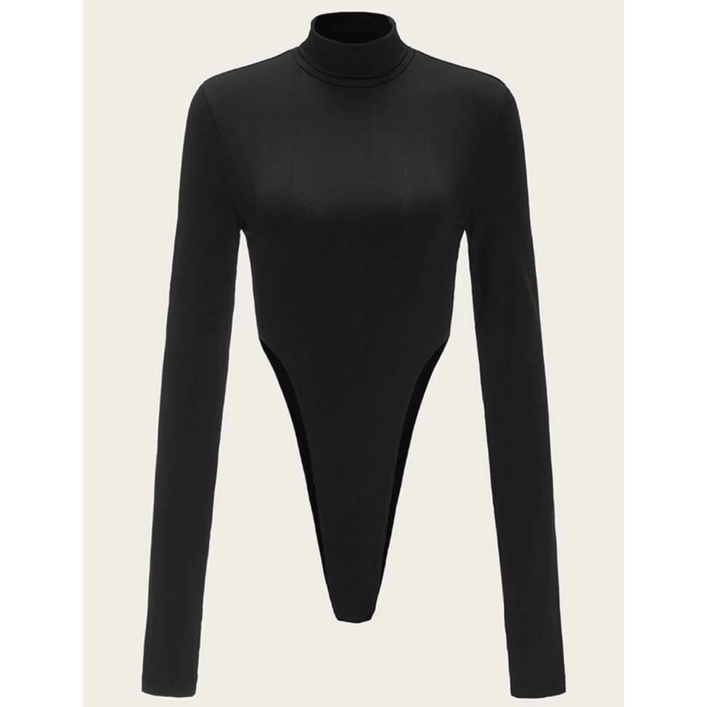 SHEIN Black Long Sleeve Mock Neck Cutout Bodysuit S - Picture 2 of 10